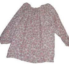 Tucker Long Sleeve 100% Silk Pink Pattern Blouse  Size XS