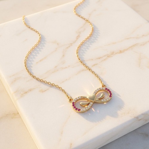 Gold infinity heart necklace - gold,