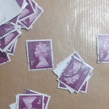 100  x 1p GB Maron Security Stamps - Used - Franked - Off Paper