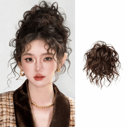 Synthetic bun head wig fluffy - synthetic,