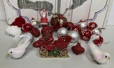 Baubles Christmas Tree Decorations Sleighs Round Glitter X 2 Doves Baubles X 20