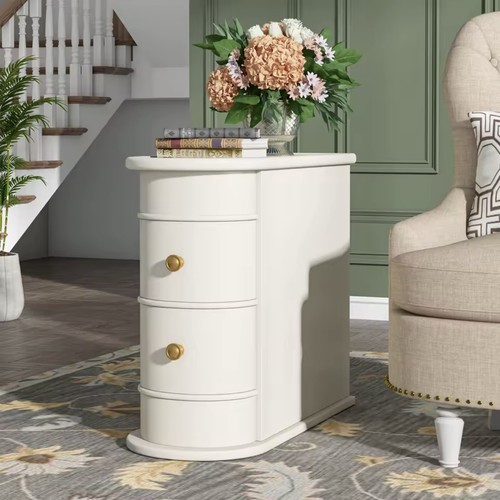 White bedside table 60cm - white, 2