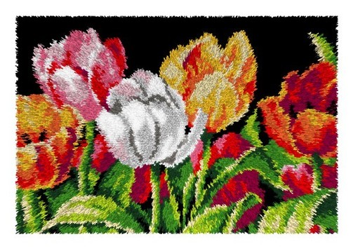 Tulips latch hook kit rug - hook, kit,