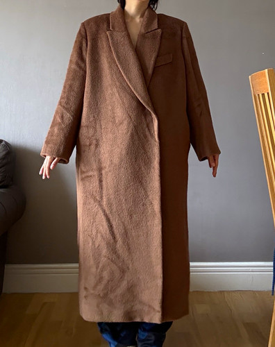 Womens brown long overcoat - long,