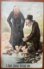 ARTIST SIGNED JEWISH INTEREST PPC “I FEEL THEM BITING ME” TWO JEWISH MEN 1910