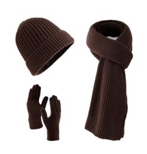 Hat Scarf Beanie Golves Set for Women and Men In Gift/storage Bag, Coffee