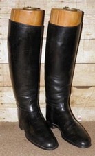 Moss Bros Black English Leather Long Riding Boots & Trees Size UK 6.5