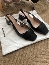 LK Bennett UK Women's Shoes BLACK/Patent Block Heel and Across Toe Size UK 5