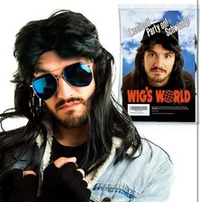 Mullet Wig - Black Fancy Dress Long Wig For Men And Women, Metal Rockers Wig