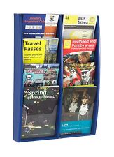 Blue Wall Mounted Leaflet Holder / Rack with 8 x A5 Portrait Pockets
