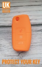 ORANGE Car Key Silicone Fob Cover FOR FORD FIESTA KUGA ZETEC BMAX CMAX