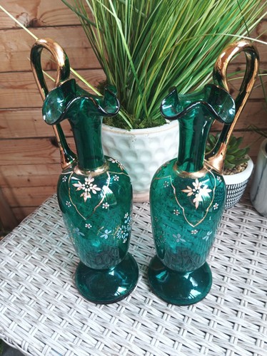 Two jugs green glass - in,
