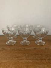 6 Vintage French Fluted Clear Glass Sundae Dishes Elegant Design