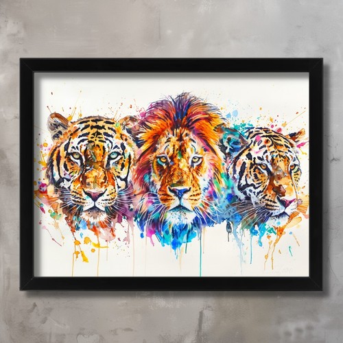 Colourful lion tiger - colourful, leopard