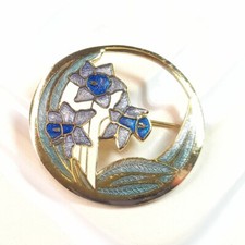Vintage Cloisonne Enamel Daffodil Flower Brooch romantic jewellery gift