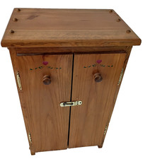 Vintage Children Size Doll Clothes Wardrobe Closet, w/ Wooden Hangers & Drawer