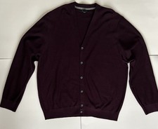 Van Heusen Mens Burgundy Cardigan Sweater XXL Grandpa Oversized Academia Casual