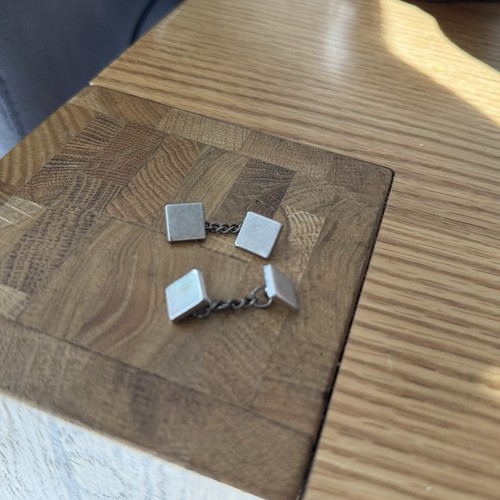 Silver square cuff link - silver,