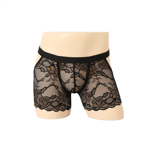 Men jacquard lace sheer boxer - men,