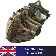 Tactical Airsoft Paintball Half Face Mask Ear Protection Steel Wire Mesh Mask