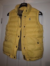 Polo Ralph Lauren Gilet Bodywarmer Puffer Down Vest Jacket Yellow Small 8 - 10
