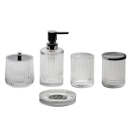 Glass bathroom accessory set - glass,
