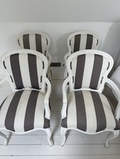 French Style Shabby Chic Off White Rattan / Painted Wooden Arm Chair