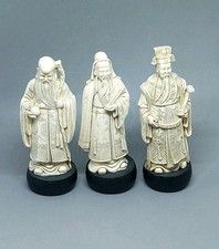 Set Of 3 Chinese Gods Resin Statues Prosperity Happiness & Long Life Shao Fu Lu