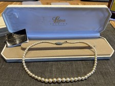 Lotus Fashion Simulated Pearl Necklace Vintage Single Strand 16”