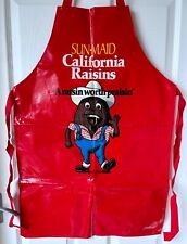 Vintage Sun Maid California Raisins PVC Apron Sari Specials Fabrics Red Unused