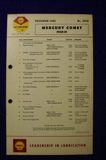MERCURY COMET 1960/61 SHELL LUBRICATION PASSENGER CAR SERVICE GUIDE No.X950