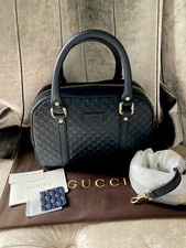 Gucci Microguccissima Boston Bowling Handbag. Navy Blue. BNWT. 