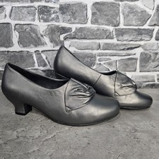 Hotter Donna Shoes Womens UK Size 5.5 Grey Leather EXF Court Vintage Look EC