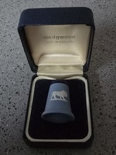 Wedgwood Blue Jasperware Leo Thimble In Box