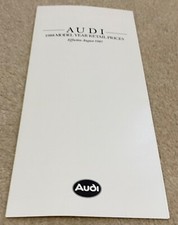 1987 Audi Price List for 1988MY featuring Audi 80, 90, 100, 200, Coupe & quattro