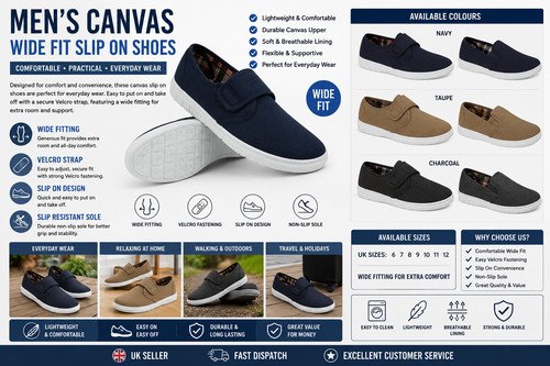 Mens wide fit canvas shoes - mens,