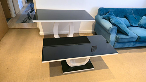Black white glossy glass - black/white,