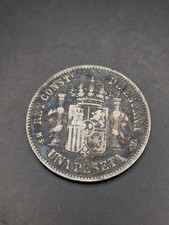 Spain Silver 1 Peseta Coin