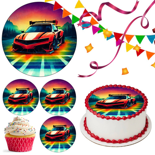 Car racing cake topper party - cake,