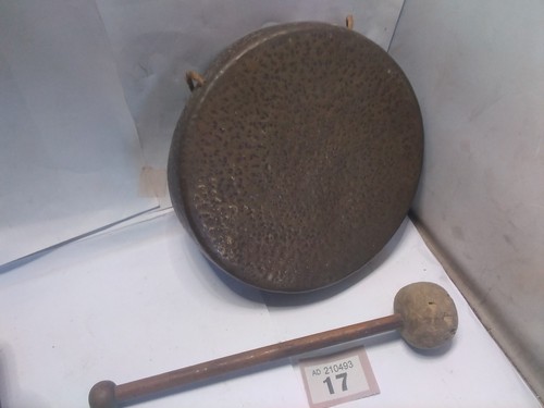 Brass gong vintage item - brass,