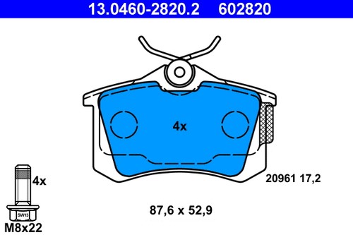 Rear brake pad set - set, disc