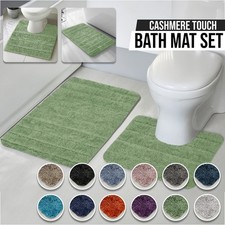 Microfibre Bath Pedestal Mat Non Slip Bathroom Toilet Rug Rubber Back Absorbent