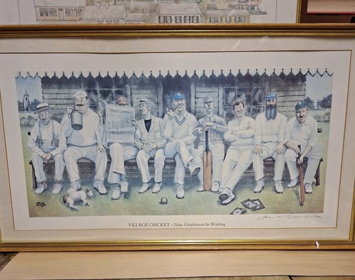 Village cricket framed print - framed,