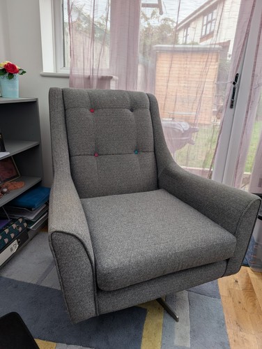 Dfs grey fabric swivel chair - dfs,