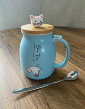 Light Blue Cute Ceramic Cat