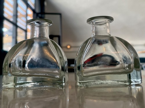 Small thick heavy glass bottle - heavy,