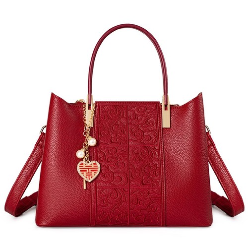 Women leather handbag - women, embossed