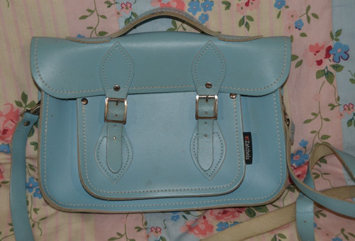 Blue leather zatchels - blue,