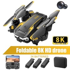 NEW  8K HD Drone Dual Camera WIFI FPV Foldable Selfie RC Quadcopter+3 Batteries