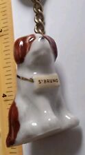Vintage Old Keyring wood Effect China Pottery St Bernard DogRescue Dog St Bruno 